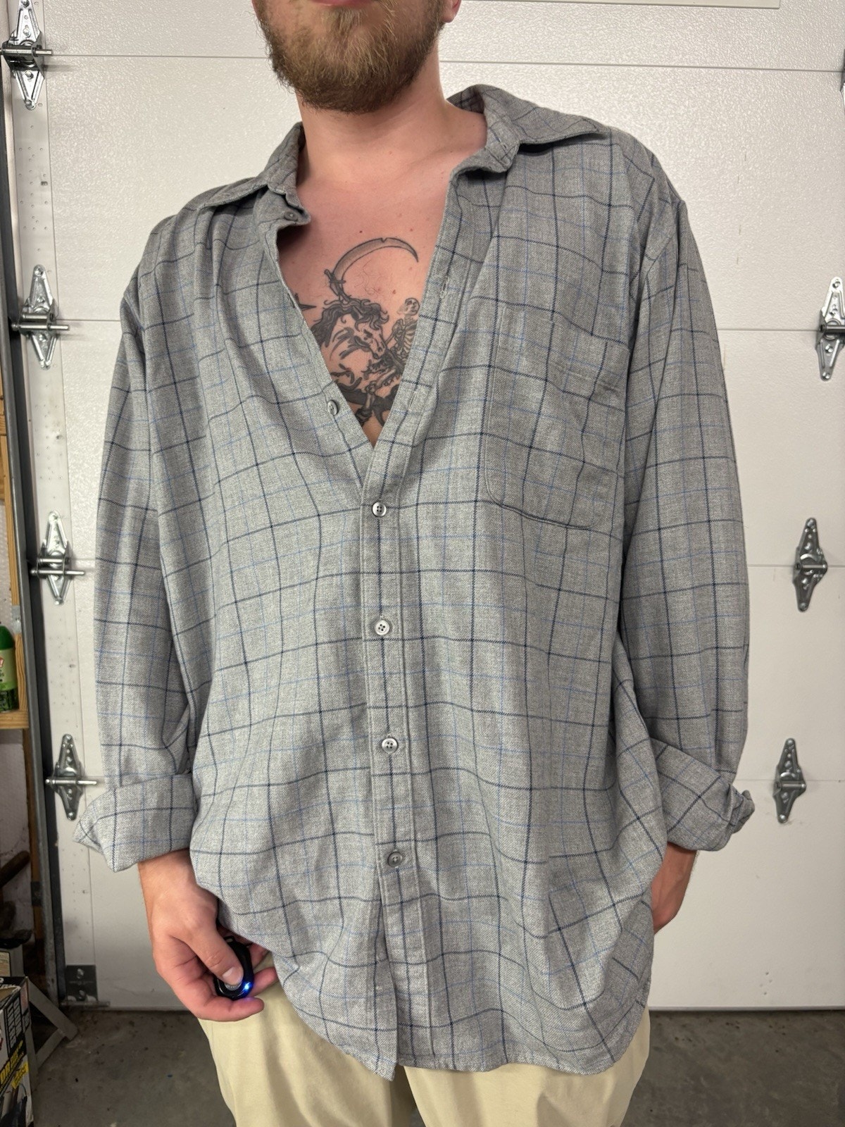 Vintage Gap Flannel Shirt Mens Size Xxl Gray Striped Button Down 90s Y2k Grunge
